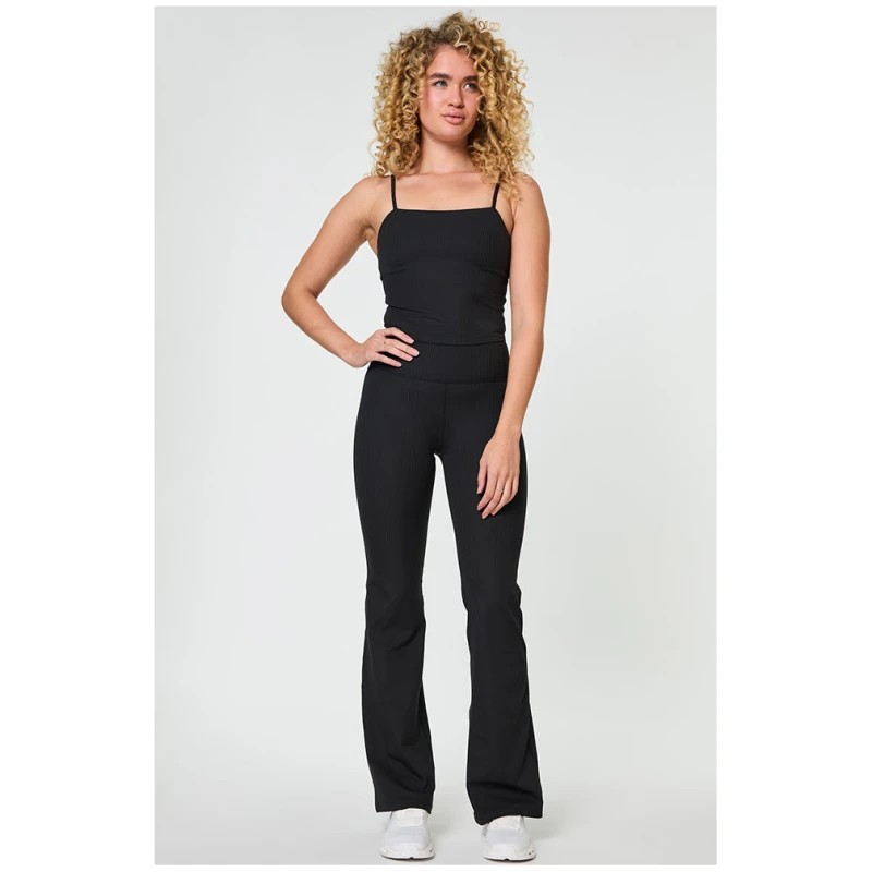 Girlfriend Collective Damen vegan Legging Rib Flare Compressive Schwarz