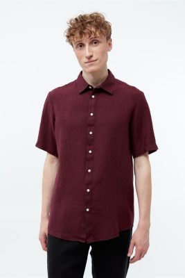 Givn Herren vegan Hemd Mit Kurzen Ã"rmeln Dylan Burgundy