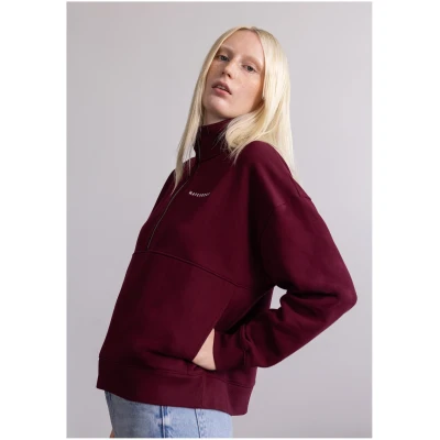 Hafendieb Damen vegan Pullover Troyer Logo Stick Burgunderrot