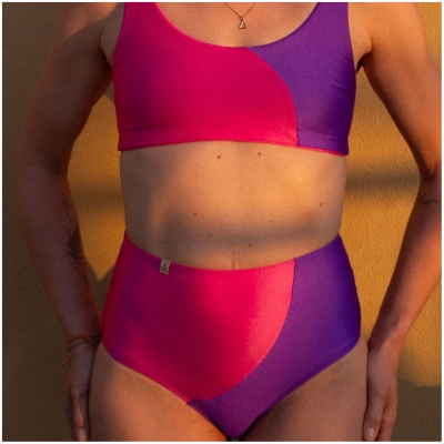 Inaska Damen vegan Bikini Bottom High Waist Pure Leftover Pop Lila Rosa