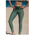 Inaska Damen vegan Leggings High Waist Chill Khaki GrÃ¼n