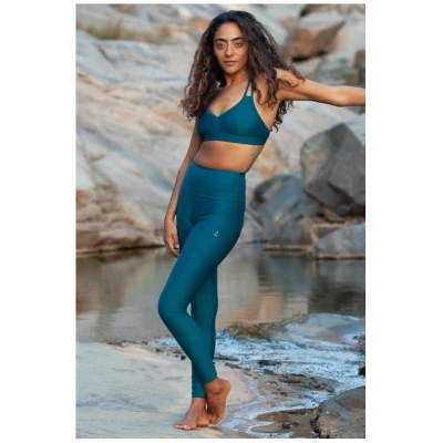 Inaska Damen vegan Leggings Hohe Taille Chill Klassisch Petrol