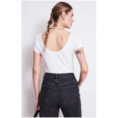 JAN 'N JUNE Damen vegan Ballerina T-Shirt Aloe Weiß