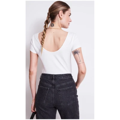JAN 'N JUNE Damen vegan Ballerina T-Shirt Aloe Weiß