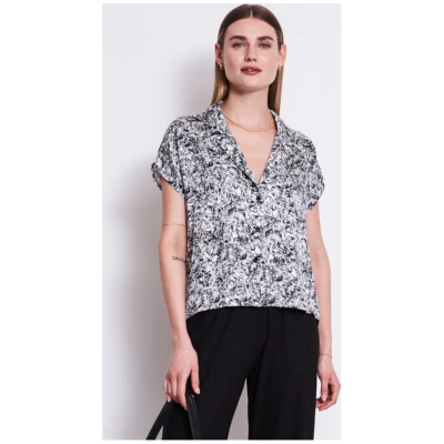 JAN 'N JUNE Damen vegan Bluse Tierra Nervous Print Schwarz