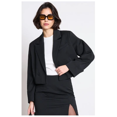 JAN 'N JUNE Damen vegan Cropped Blazer Tulia Schwarz