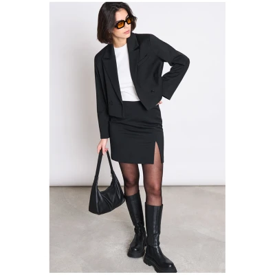 JAN 'N JUNE Damen vegan Cropped Blazer Tulia Schwarz