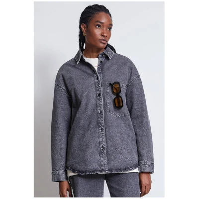 JAN 'N JUNE Damen vegan Hemd Solace Denim Grau