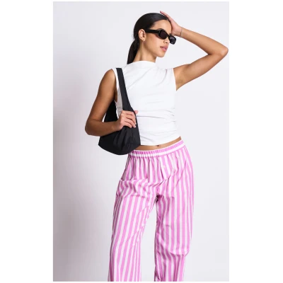JAN 'N JUNE Damen vegan Hose Soby Gestreift Weiß Hot Pink