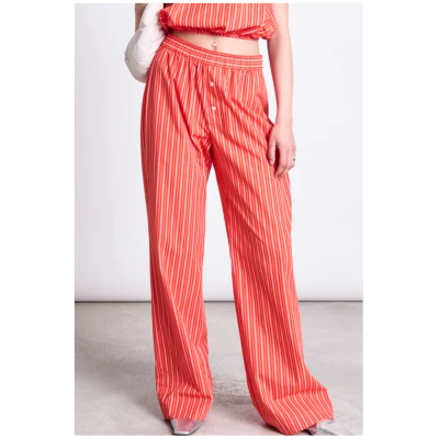 JAN 'N JUNE Damen vegan Hose Soby Kirsche Rot Weiß Gestreift