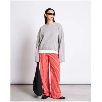JAN 'N JUNE Damen vegan Hose Soby Kirsche Rot Weiß Gestreift