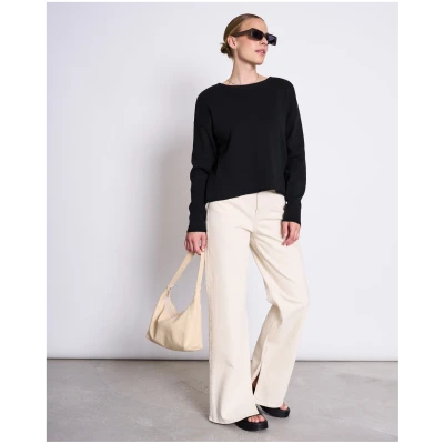 JAN 'N JUNE Damen vegan Leichter Strickpullover Williamsburg Schwarz