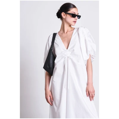 JAN 'N JUNE Damen vegan Maxikleid Dans Weiß