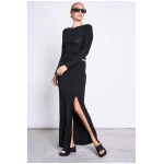 JAN 'N JUNE Damen vegan Maxirock Lusta Schwarz