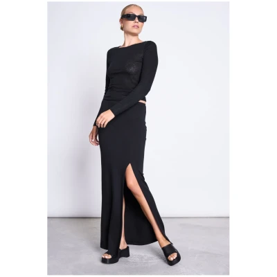 JAN 'N JUNE Damen vegan Maxirock Lusta Schwarz