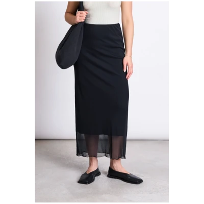 JAN 'N JUNE Damen vegan Maxirock Mesh Smuk Schwarz