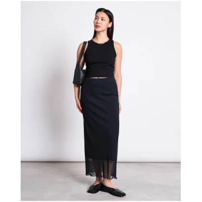 JAN 'N JUNE Damen vegan Maxirock Mesh Smuk Schwarz