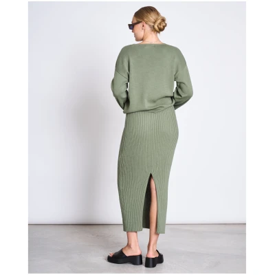 JAN 'N JUNE Damen vegan Midi-Strickrock Ebba Sea Spray GrÃ¼n