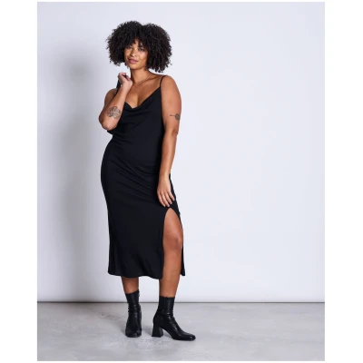 JAN 'N JUNE Damen vegan Midikleid Helen Schwarz