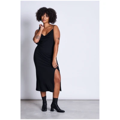 JAN 'N JUNE Damen vegan Midikleid Helen Schwarz