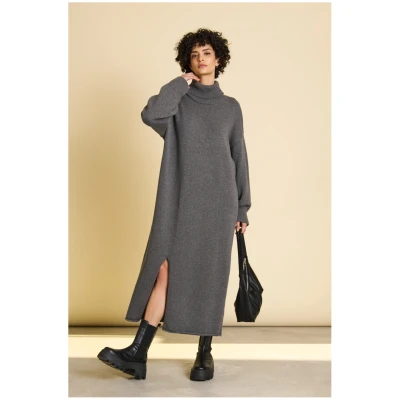 JAN 'N JUNE Damen vegan Midikleid Inari Dunkelgrau