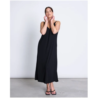 JAN 'N JUNE Damen vegan Midikleid Triangel Schwarz