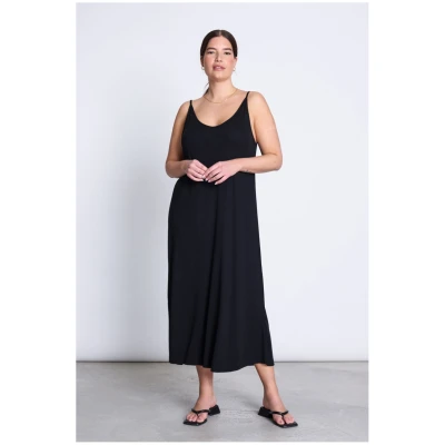 JAN 'N JUNE Damen vegan Midikleid Triangel Schwarz