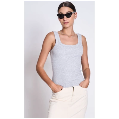 JAN 'N JUNE Damen vegan Rib Top Talli Talli Hellgrau