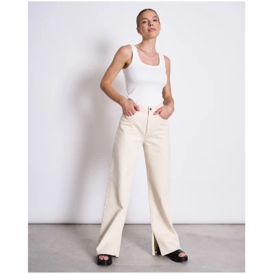 JAN 'N JUNE Damen vegan Rib Top Talli White