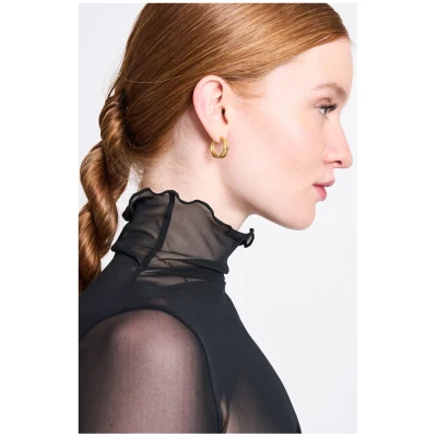 JAN 'N JUNE Damen vegan Rollkragenpullover Rain Mesh Schwarz