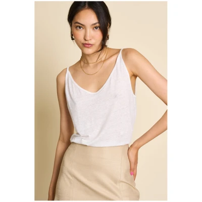 JAN 'N JUNE Damen vegan Slip Top Triangle Leinen Weiss