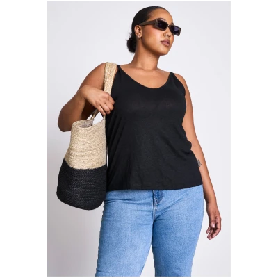 JAN 'N JUNE Damen vegan Slip Top Triangle Schwarz