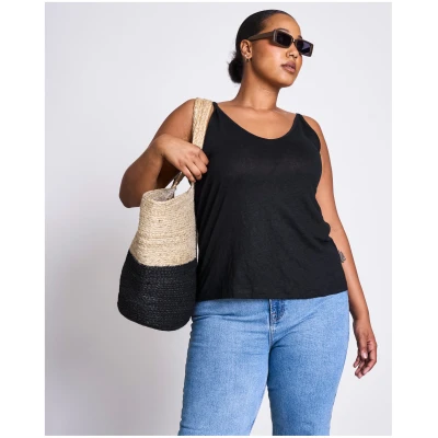JAN 'N JUNE Damen vegan Slip Top Triangle Schwarz