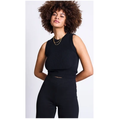 JAN 'N JUNE Damen vegan Strick-Top Garda Schwarz