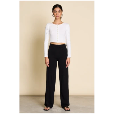JAN 'N JUNE Damen vegan Strickhosen Ana Schwarz
