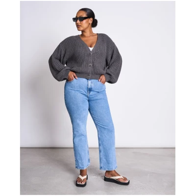 JAN 'N JUNE Damen vegan Strickjacke Lena Dunkelgrau