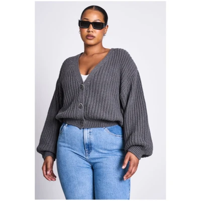 JAN 'N JUNE Damen vegan Strickjacke Lena Dunkelgrau