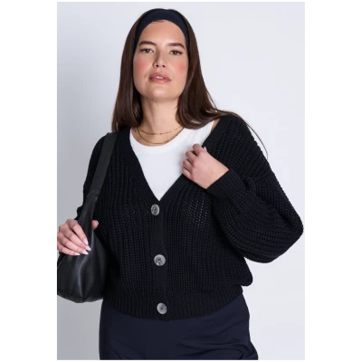 JAN 'N JUNE Damen vegan Strickjacke Lena Schwarz