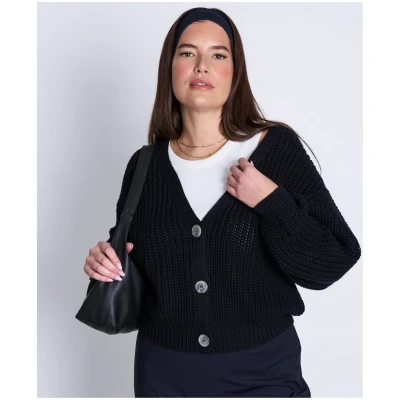 JAN 'N JUNE Damen vegan Strickjacke Lena Schwarz
