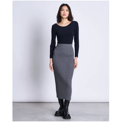 JAN 'N JUNE Damen vegan Strickrock Ebba Dunkelgrau
