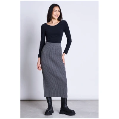 JAN 'N JUNE Damen vegan Strickrock Ebba Dunkelgrau