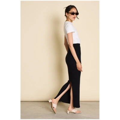 JAN 'N JUNE Damen vegan Strickrock Ebba Schwarz