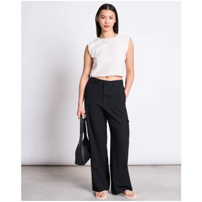 JAN 'N JUNE Damen vegan Top Crinkle Tie Stroget Cremefarben