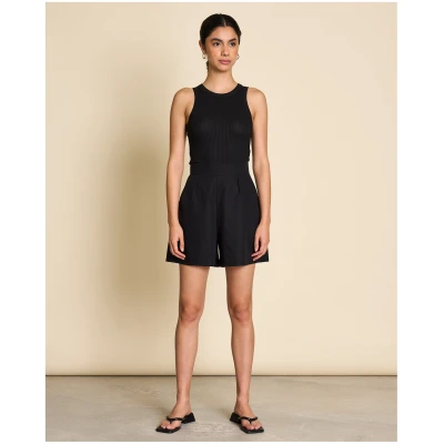 JAN 'N JUNE Damen vegan Top Porto Lyocell Rib Schwarz