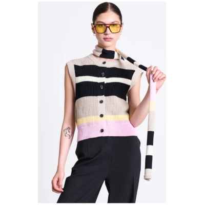 JAN 'N JUNE Damen vegan Weste Gestreift Fri Multicolor