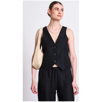 JAN 'N JUNE Damen vegan Weste Hvide Schwarz