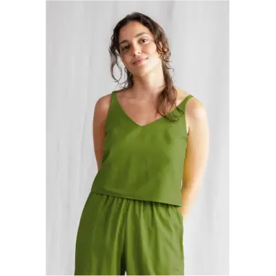 Jyoti Fair Works Damen vegan Crop Top Iya GrÃ¼n