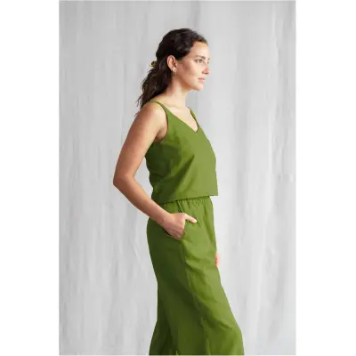 Jyoti Fair Works Damen vegan Crop Top Iya GrÃ¼n