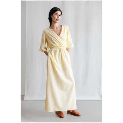 Jyoti Fair Works Damen vegan Kleid Vasi Zitronengelb