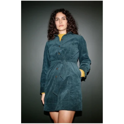 KOMODO Damen vegan Kleid Corduroy Ruby Marine GrÃ¼n